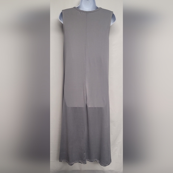 Daily Collection L Long Grey Dress Stretch Flowy Sleeveless EUC - Picture 4 of 6